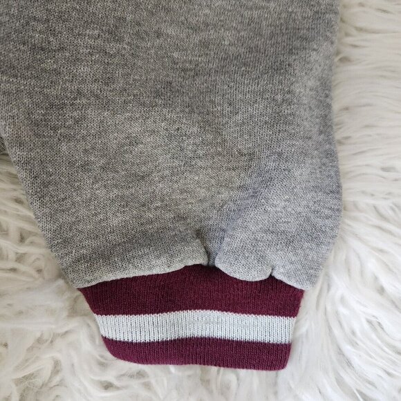 vtg HARVARD Sweatshirt Fleece Hoddie Knit Rib Waistband Cuff Neck bands Striped - Picture 12 of 13